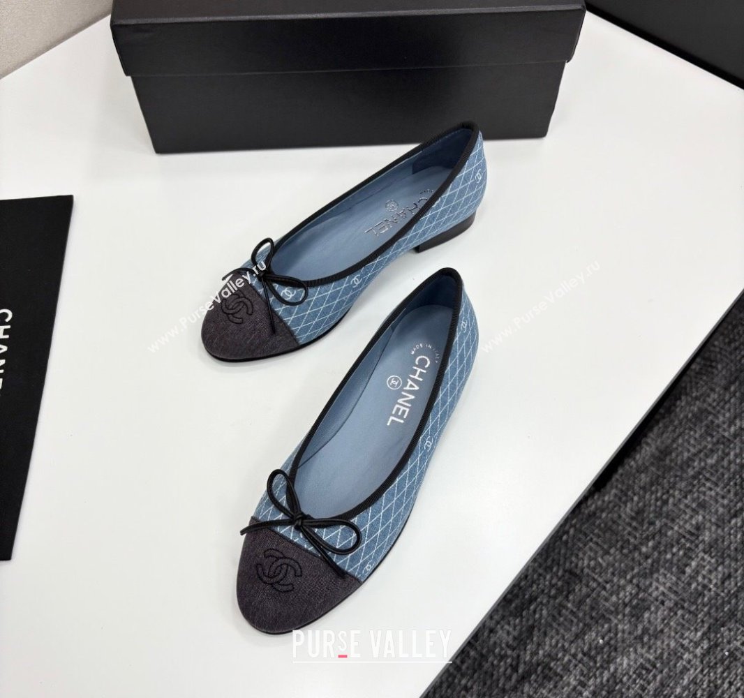 Chanel Quilted Denim Classic Ballet Flats Light Blue 2025 G02819 0416 (MD-250416079)