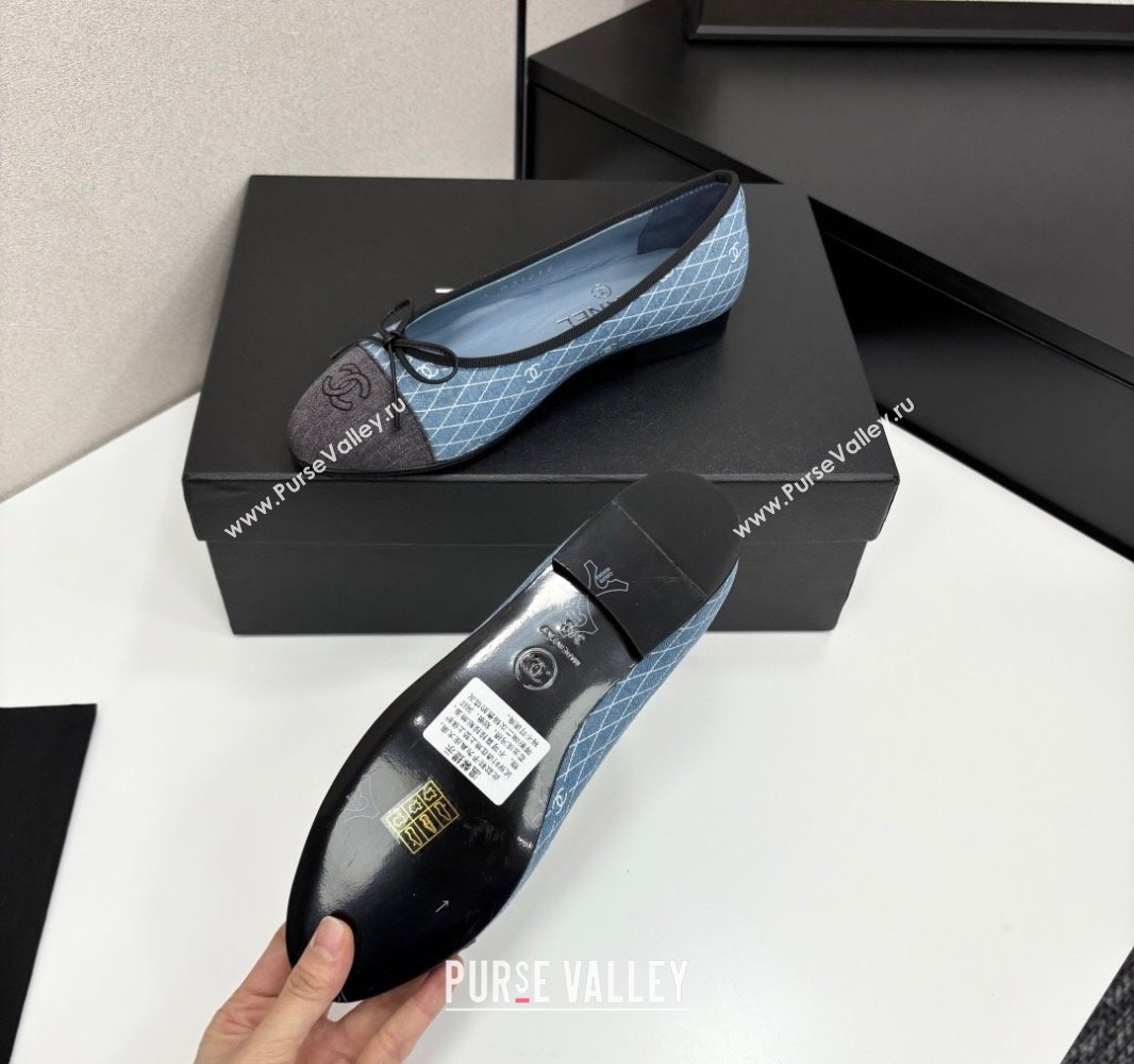 Chanel Quilted Denim Classic Ballet Flats Light Blue 2025 G02819 0416 (MD-250416079)