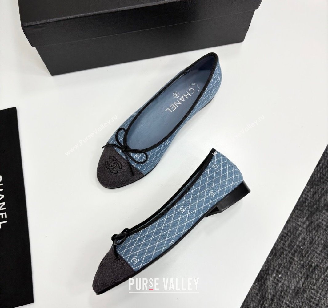 Chanel Quilted Denim Classic Ballet Flats Light Blue 2025 G02819 0416 (MD-250416079)