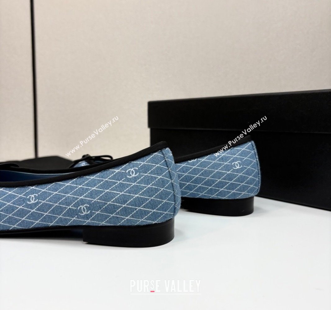 Chanel Quilted Denim Classic Ballet Flats Light Blue 2025 G02819 0416 (MD-250416079)