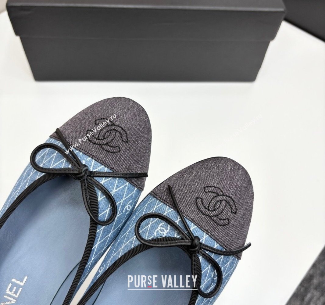 Chanel Quilted Denim Classic Ballet Flats Light Blue 2025 G02819 0416 (MD-250416079)