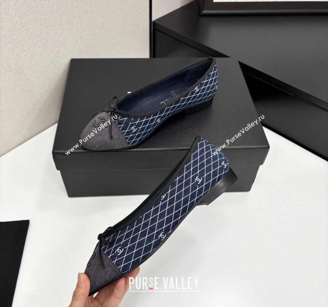 Chanel Quilted Denim Classic Ballet Flats Dark Blue 2025 G02819 0416 (MD-250416080)