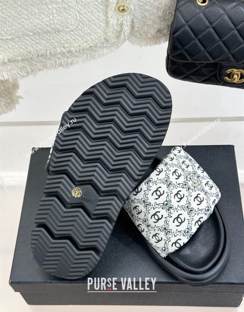 Chanel Printed Canvas Pillow Flat Slides Sandal Black 2025 CH041607 (MD-250416054)