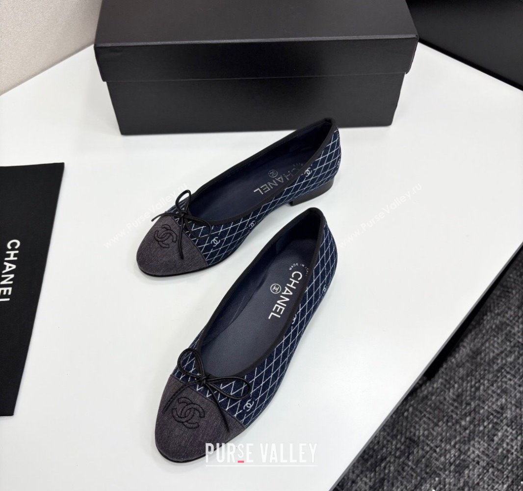 Chanel Quilted Denim Classic Ballet Flats Dark Blue 2025 G02819 0416 (MD-250416080)