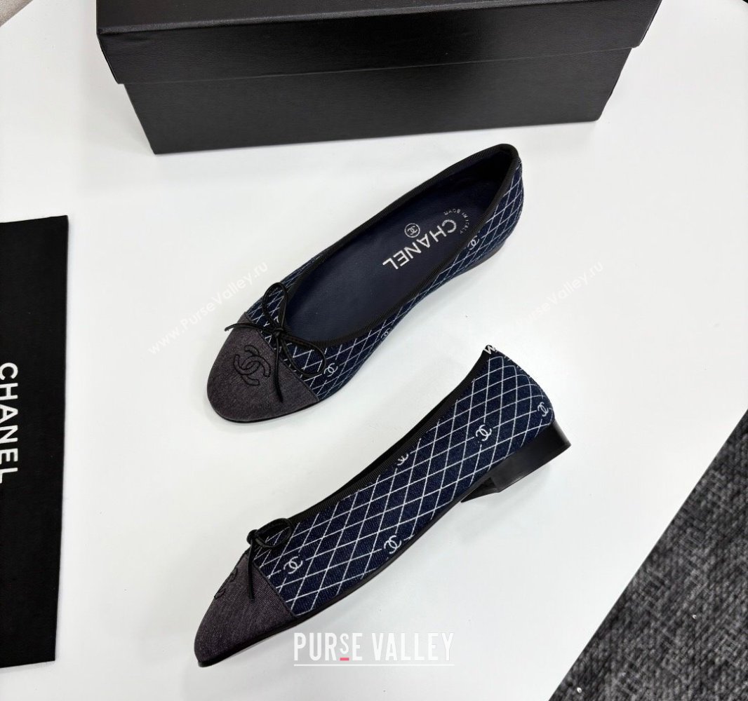 Chanel Quilted Denim Classic Ballet Flats Dark Blue 2025 G02819 0416 (MD-250416080)