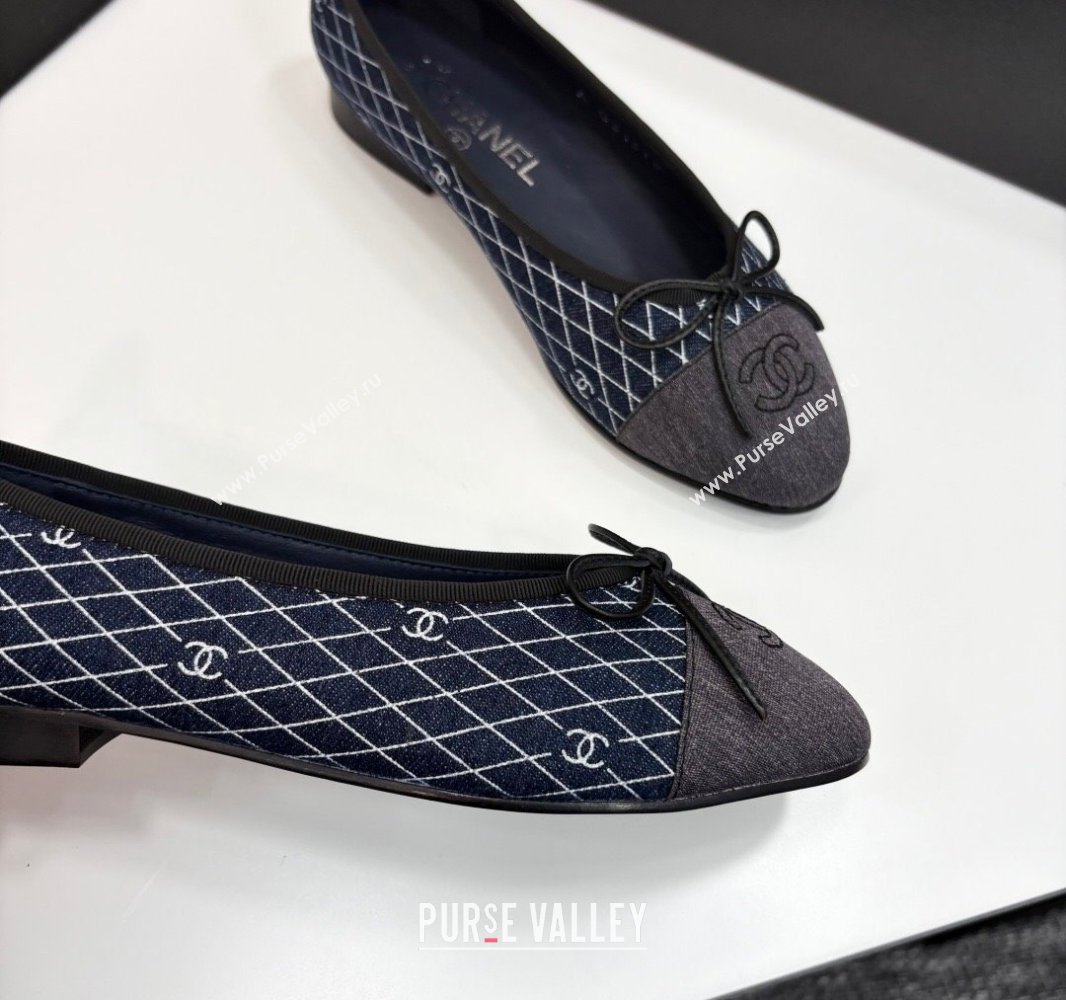 Chanel Quilted Denim Classic Ballet Flats Dark Blue 2025 G02819 0416 (MD-250416080)