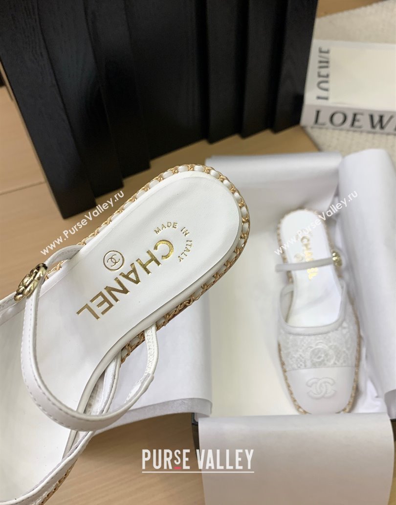 Chanel Lace Calfskin Flat Mules White 2025 CH041612 (MD-250416086)