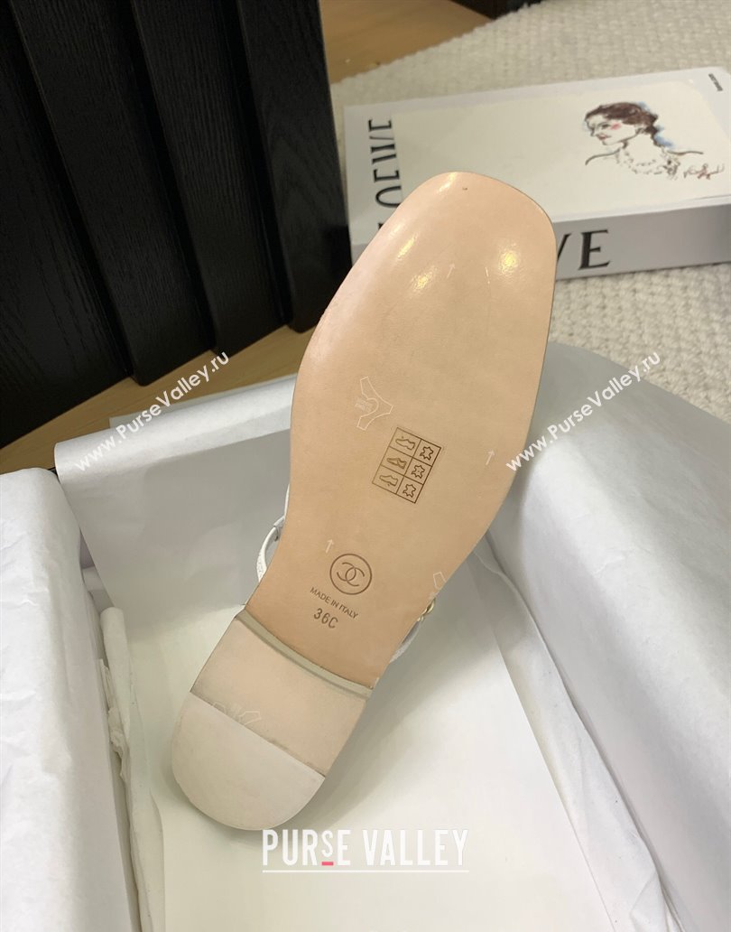 Chanel Lace Calfskin Flat Mules White 2025 CH041612 (MD-250416086)