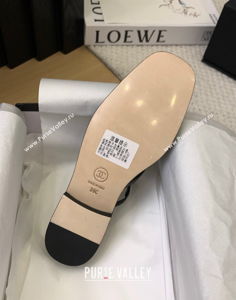 Chanel Lace Calfskin Flat Mules Black 2025 CH041612 (MD-250416087)