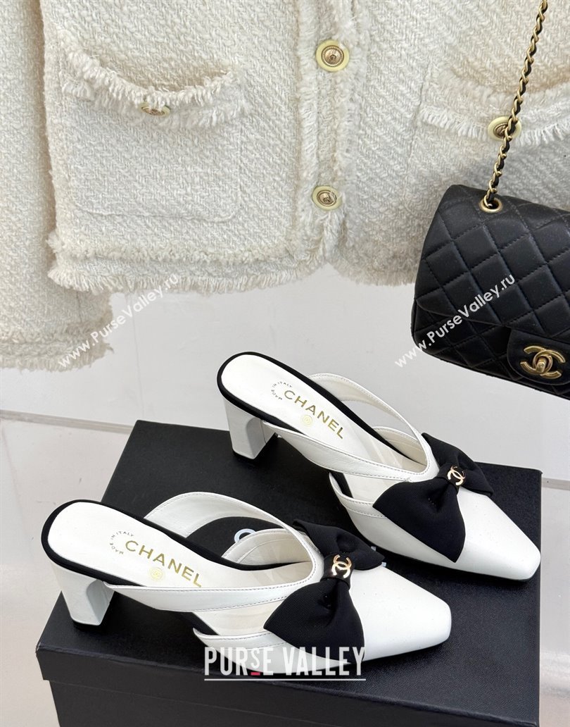 Chanel Lambskin Heel Mules with Bow White 2025 CH041612 (MD-250416088)