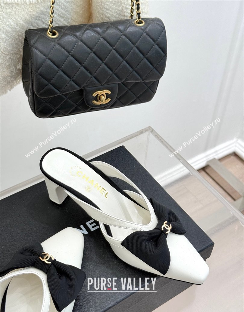 Chanel Lambskin Heel Mules with Bow White 2025 CH041612 (MD-250416088)