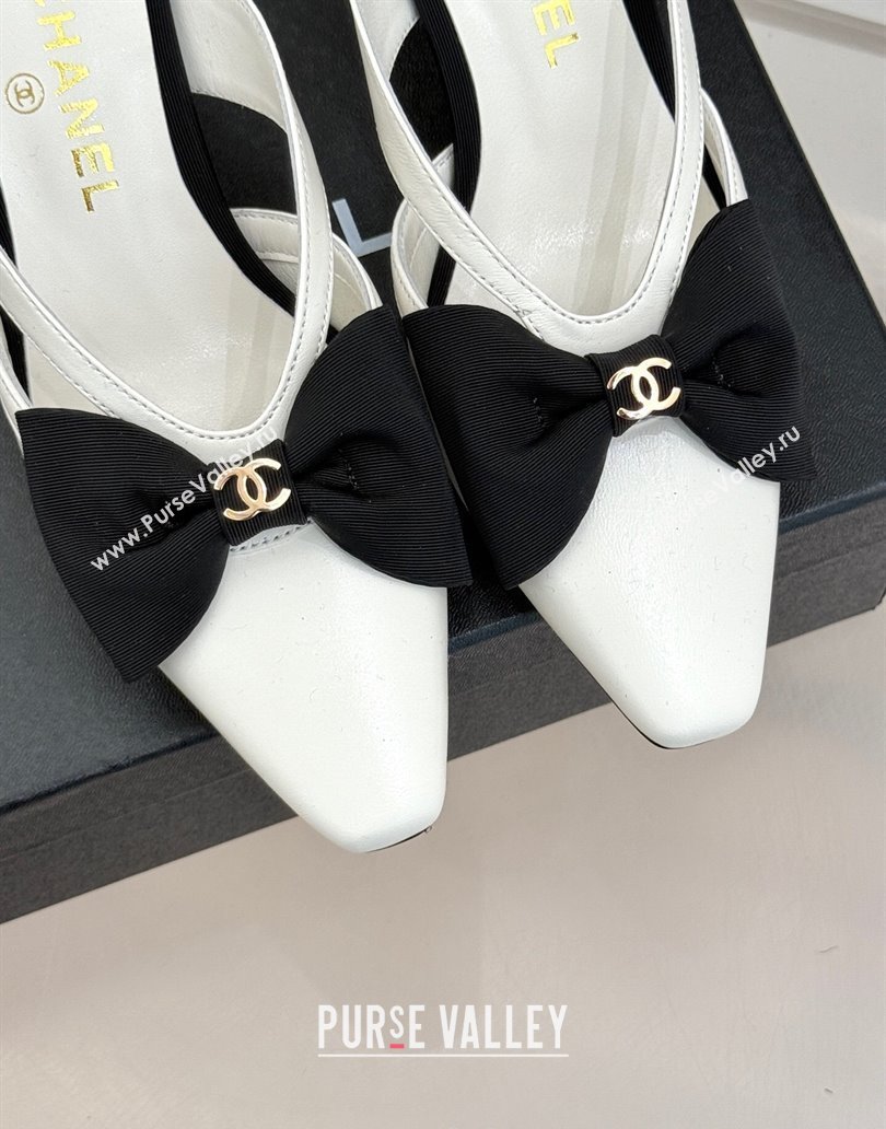 Chanel Lambskin Heel Mules with Bow White 2025 CH041612 (MD-250416088)