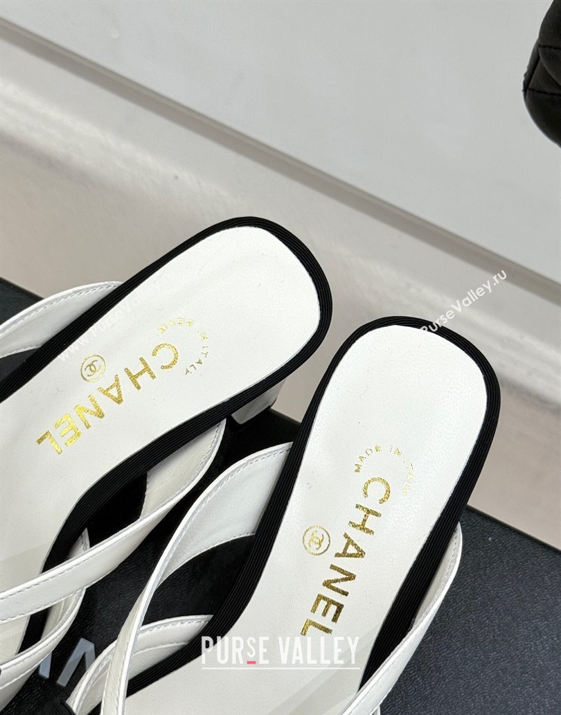 Chanel Lambskin Heel Mules with Bow White 2025 CH041612 (MD-250416088)