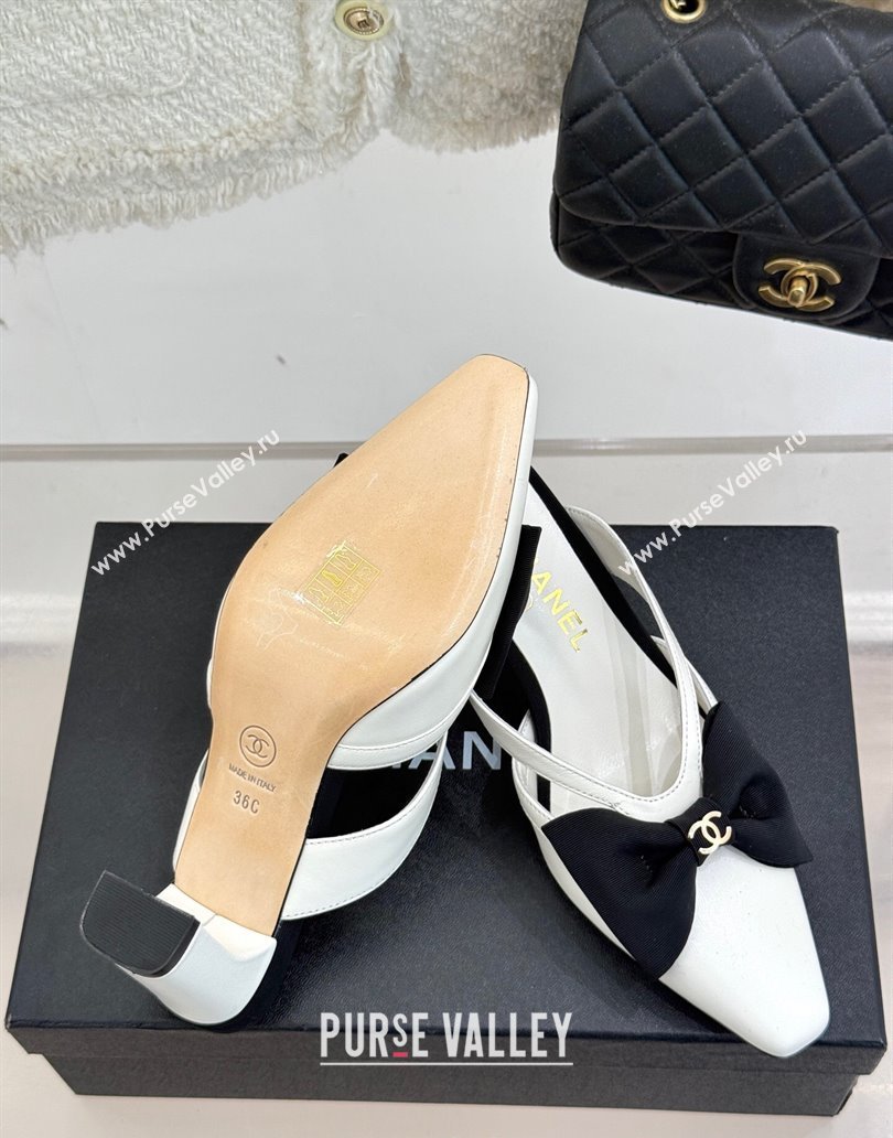 Chanel Lambskin Heel Mules with Bow White 2025 CH041612 (MD-250416088)