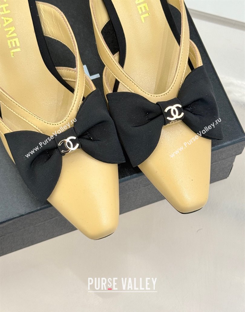 Chanel Lambskin Heel Mules with Bow Beige 2025 CH041612 (MD-250416089)