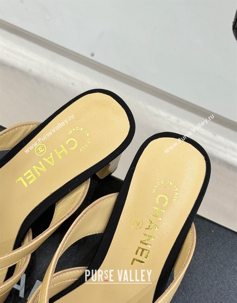 Chanel Lambskin Heel Mules with Bow Beige 2025 CH041612 (MD-250416089)