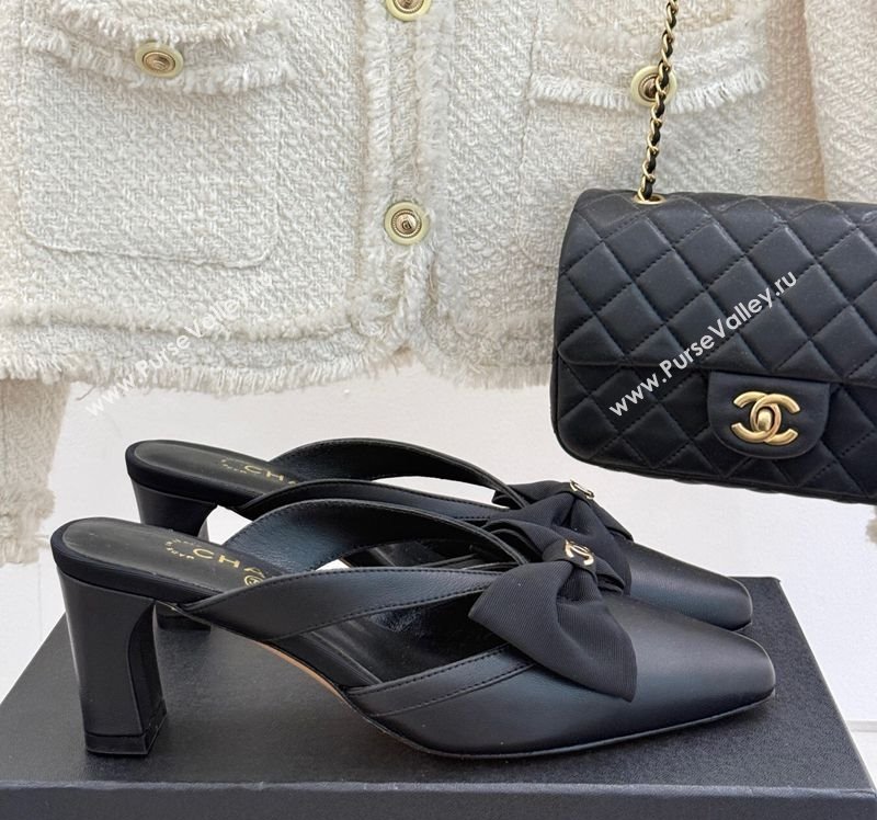 Chanel Lambskin Heel Mules with Bow Black 2025 CH041612 (MD-250416090)