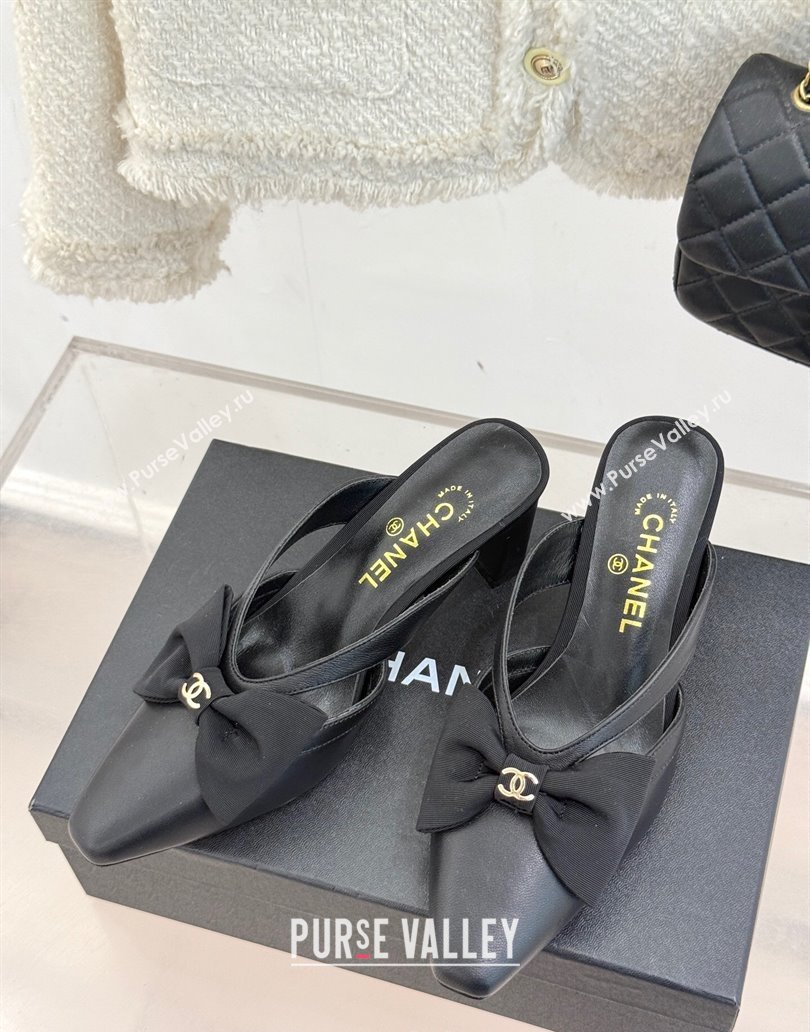Chanel Lambskin Heel Mules with Bow Black 2025 CH041612 (MD-250416090)