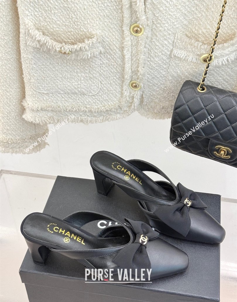 Chanel Lambskin Heel Mules with Bow Black 2025 CH041612 (MD-250416090)