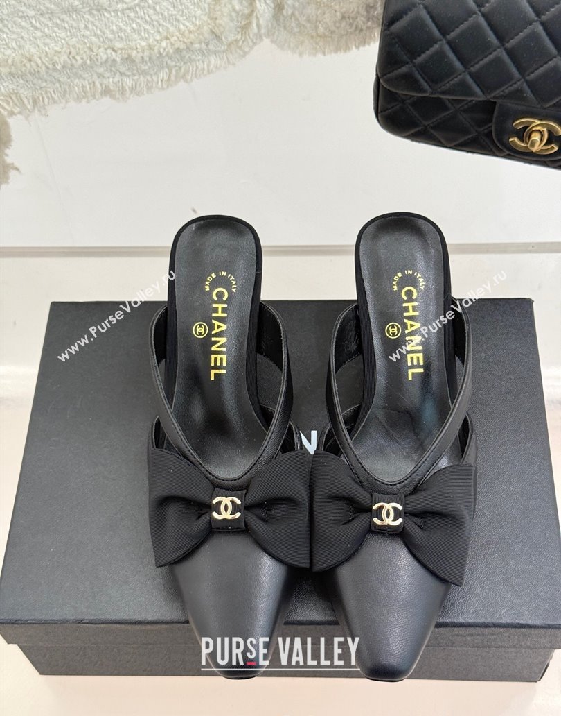 Chanel Lambskin Heel Mules with Bow Black 2025 CH041612 (MD-250416090)