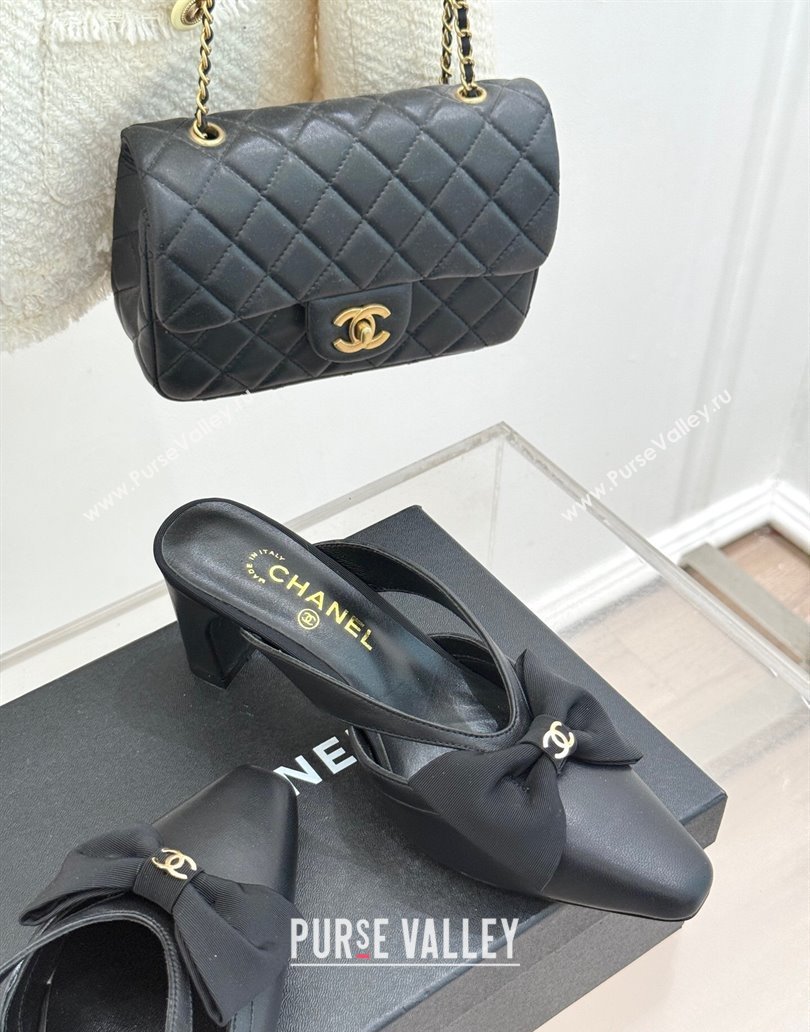 Chanel Lambskin Heel Mules with Bow Black 2025 CH041612 (MD-250416090)