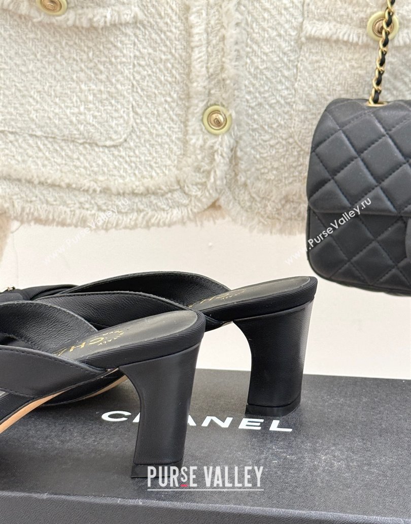 Chanel Lambskin Heel Mules with Bow Black 2025 CH041612 (MD-250416090)