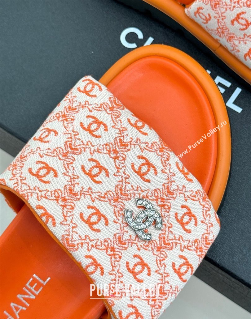 Chanel Printed Canvas Pillow Flat Slides Sandal Orange 2025 CH041607 (MD-250416057)