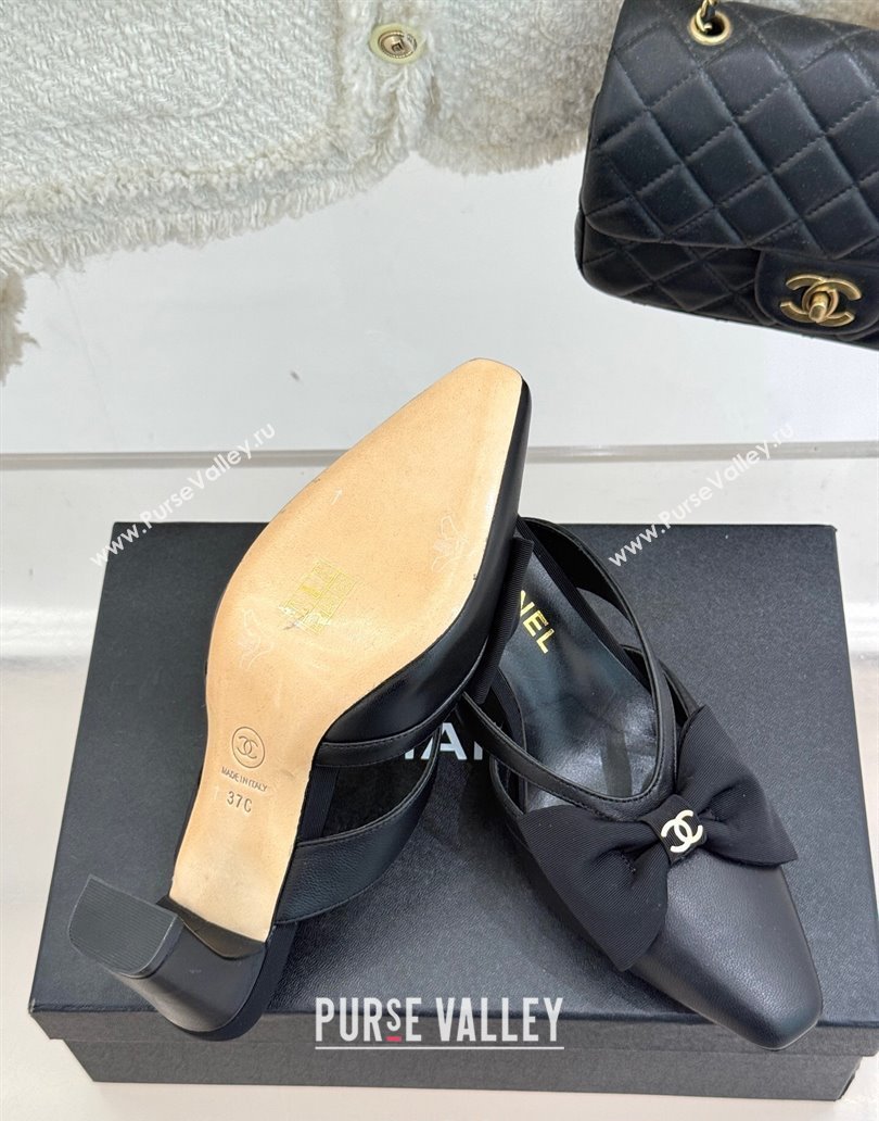 Chanel Lambskin Heel Mules with Bow Black 2025 CH041612 (MD-250416090)