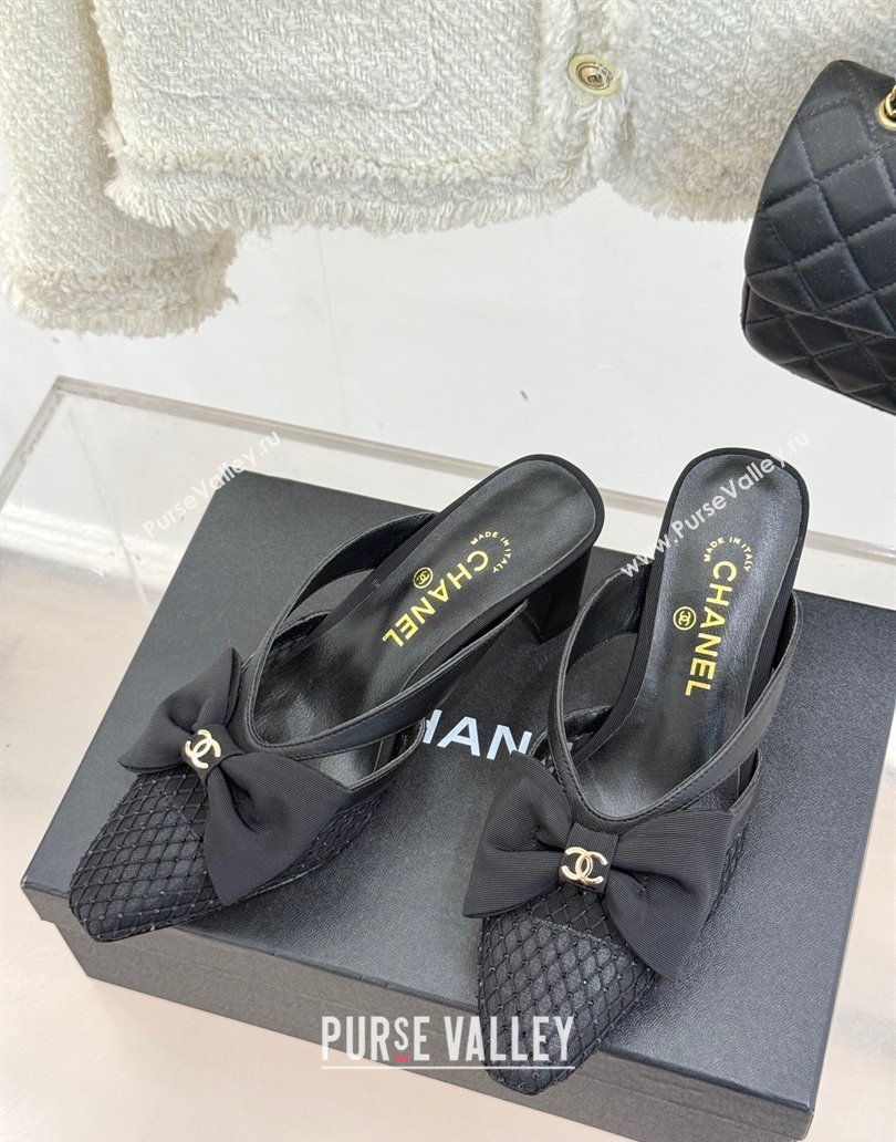 Chanel Mesh Heel Mules with Bow Black 2025 CH041612 (MD-250416091)
