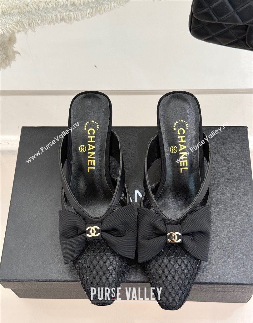 Chanel Mesh Heel Mules with Bow Black 2025 CH041612 (MD-250416091)