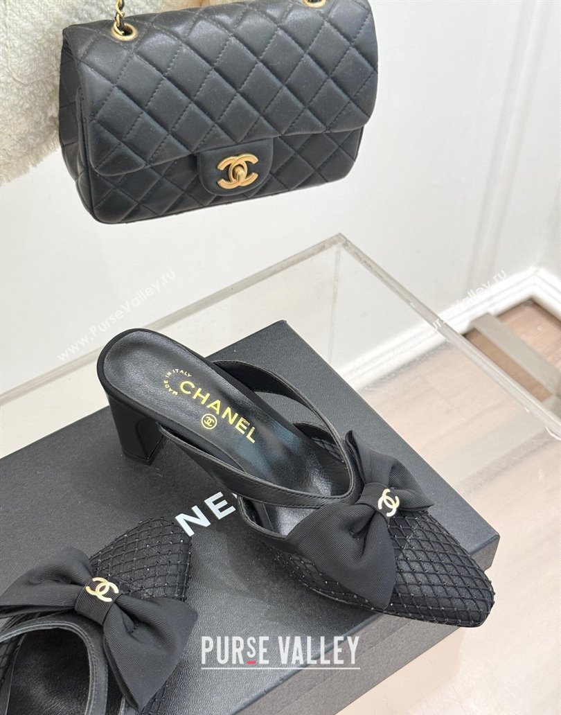 Chanel Mesh Heel Mules with Bow Black 2025 CH041612 (MD-250416091)