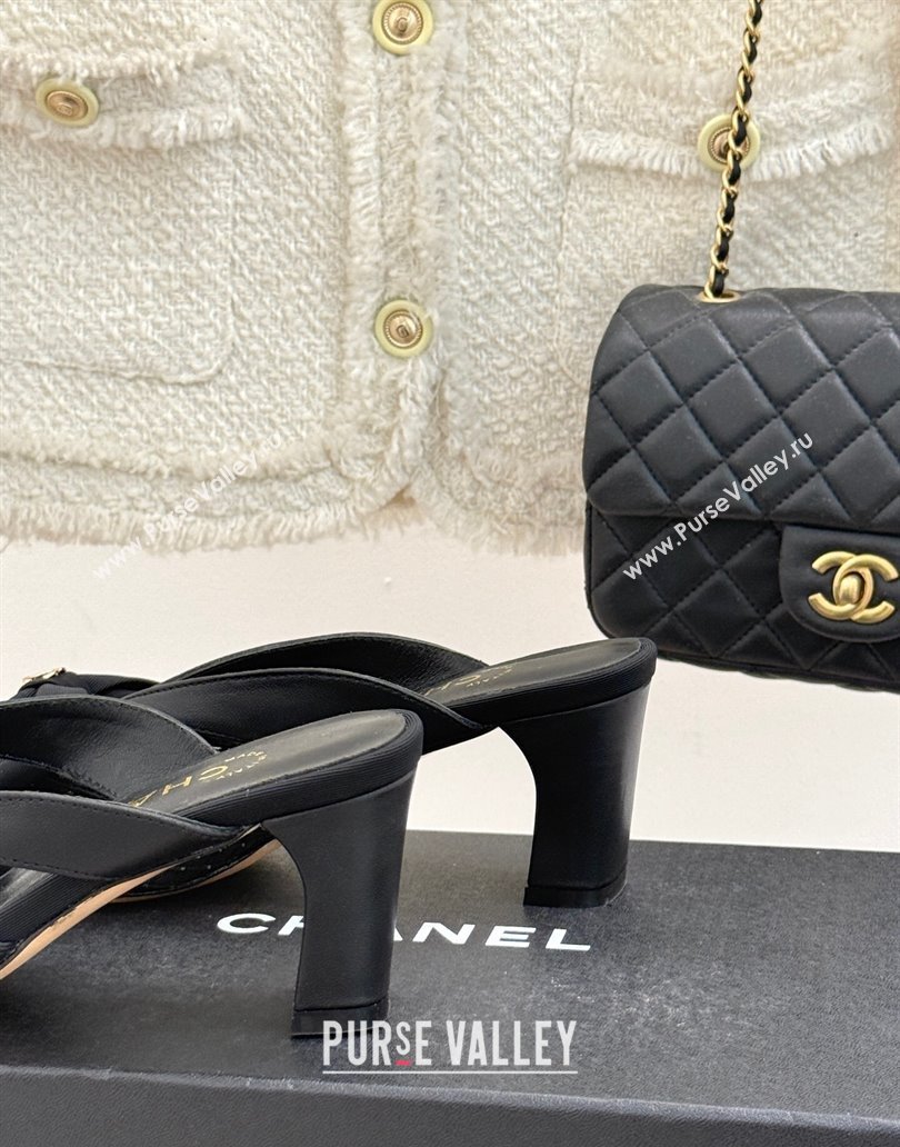 Chanel Mesh Heel Mules with Bow Black 2025 CH041612 (MD-250416091)