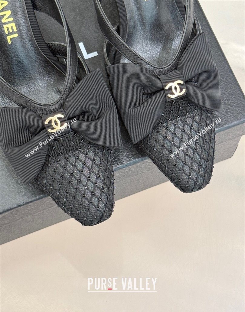 Chanel Mesh Heel Mules with Bow Black 2025 CH041612 (MD-250416091)