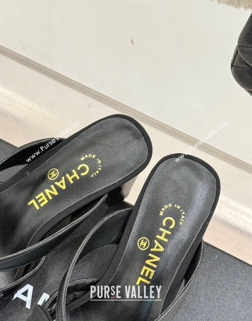 Chanel Mesh Heel Mules with Bow Black 2025 CH041612 (MD-250416091)
