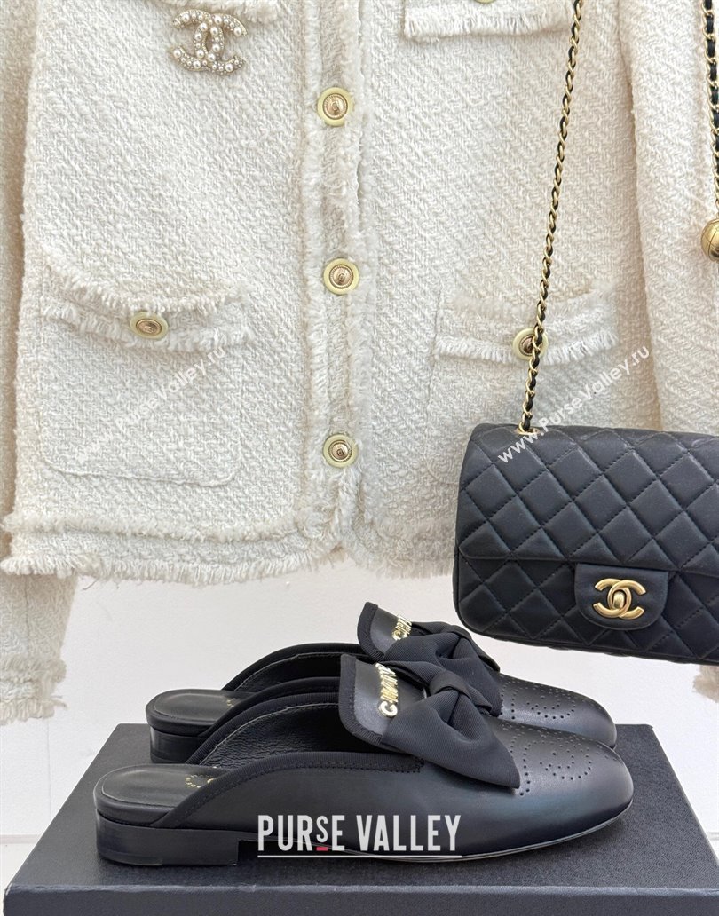 Chanel Lambskin Flat Mules with Bow Black 2025 CH041613 (MD-250416093)