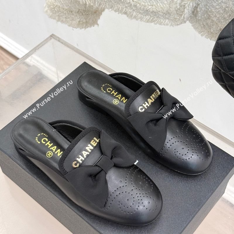 Chanel Lambskin Flat Mules with Bow Black 2025 CH041613 (MD-250416093)