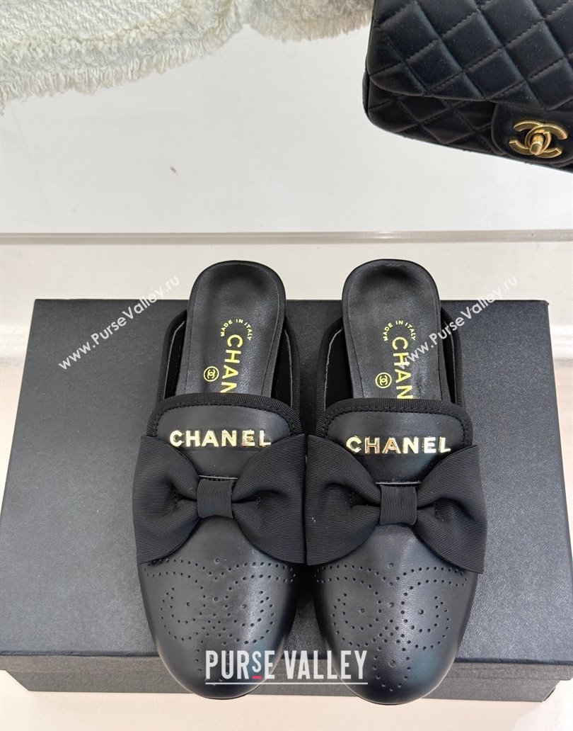 Chanel Lambskin Flat Mules with Bow Black 2025 CH041613 (MD-250416093)