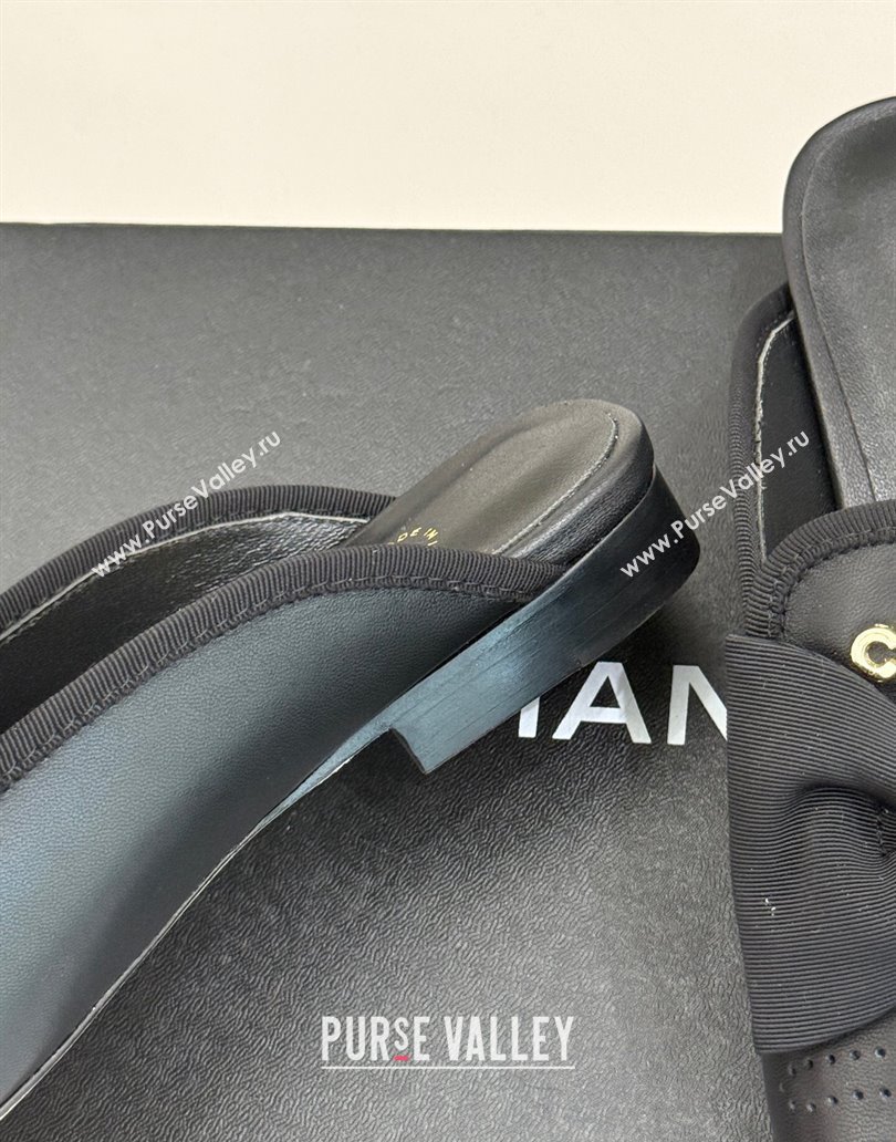 Chanel Lambskin Flat Mules with Bow Black 2025 CH041613 (MD-250416093)