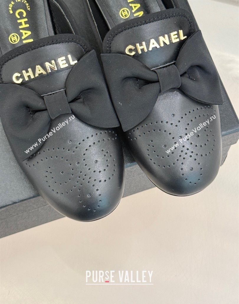Chanel Lambskin Flat Mules with Bow Black 2025 CH041613 (MD-250416093)
