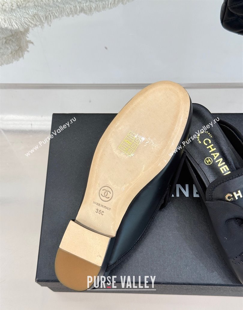 Chanel Lambskin Flat Mules with Bow Black 2025 CH041613 (MD-250416093)