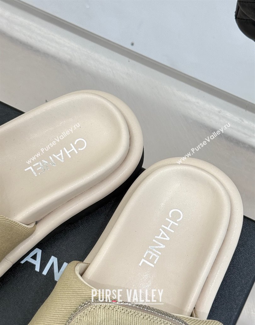 Chanel Canvas Pillow Slides Sandal with Zip Pouch Beige 2025 CH041614 (MD-250416100)