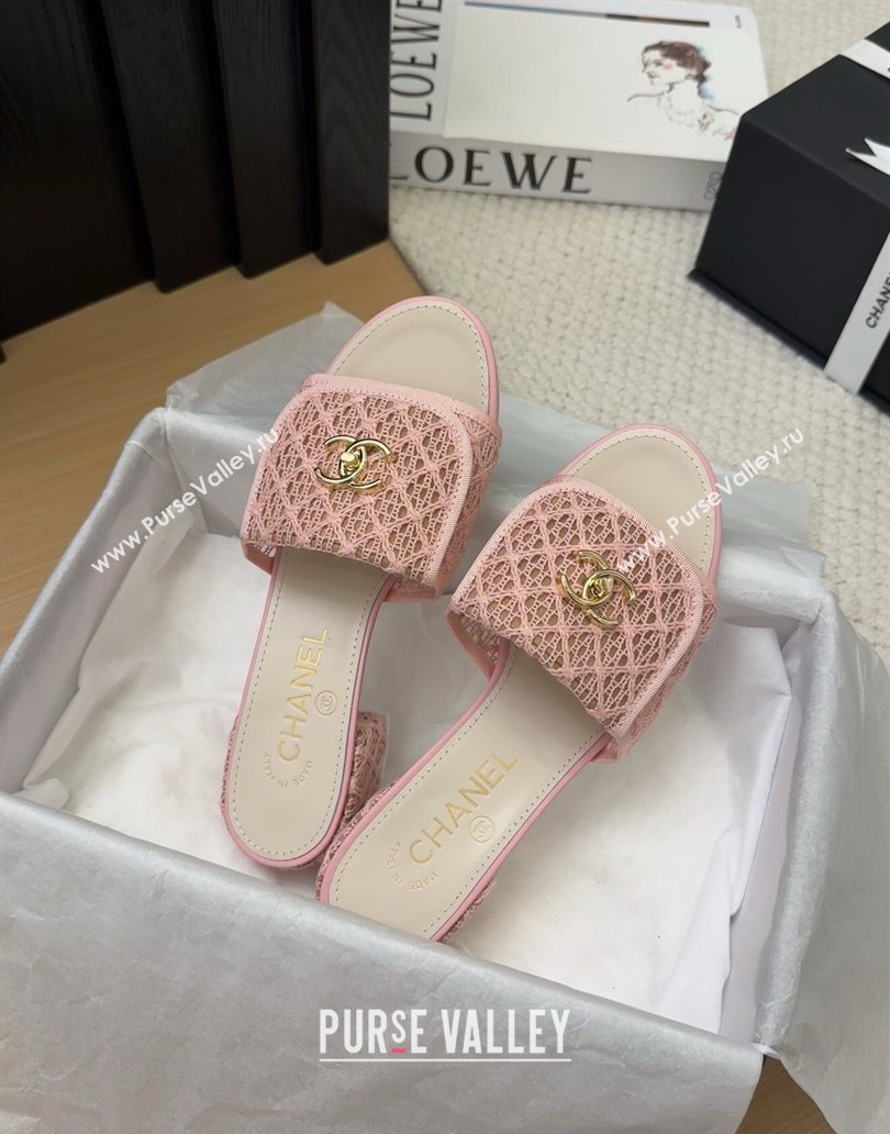 Chanel Crochet Heel Slides Sandal 5cm with Foldover G45474 Pink 2025 (MD-250415076)