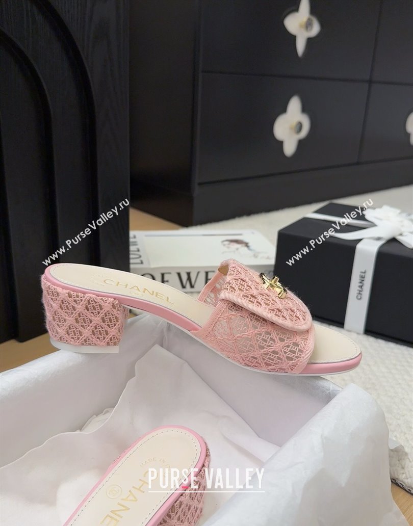 Chanel Crochet Heel Slides Sandal 5cm with Foldover G45474 Pink 2025 (MD-250415076)