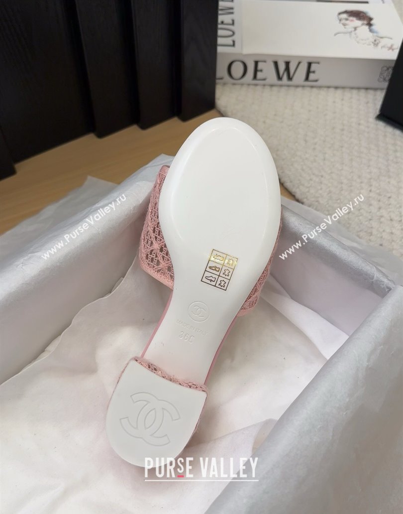 Chanel Crochet Heel Slides Sandal 5cm with Foldover G45474 Pink 2025 (MD-250415076)