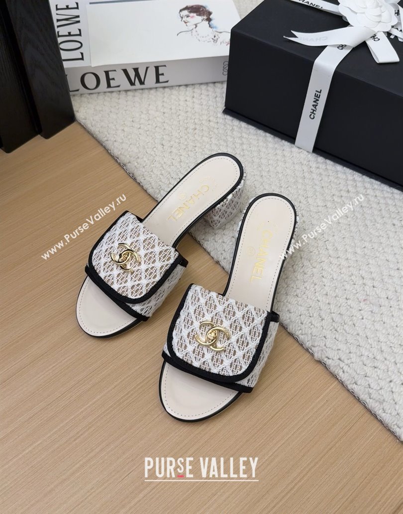 Chanel Crochet Heel Slides Sandal 5cm with Foldover G45474 White 2025 (MD-250415077)
