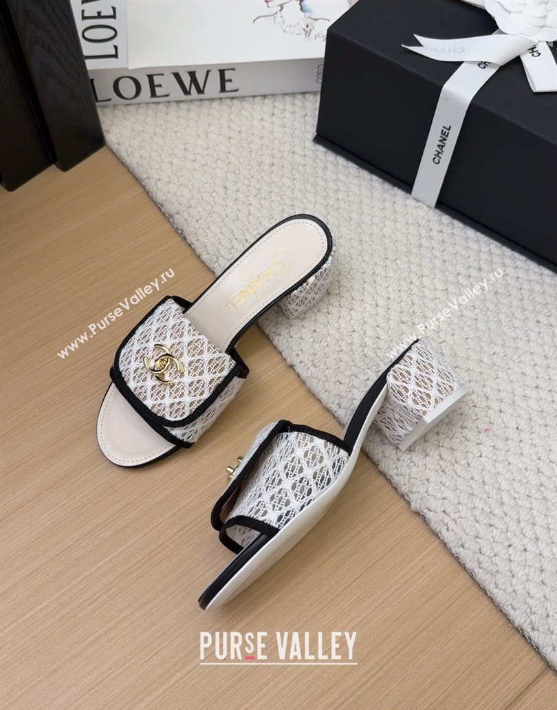 Chanel Crochet Heel Slides Sandal 5cm with Foldover G45474 White 2025 (MD-250415077)