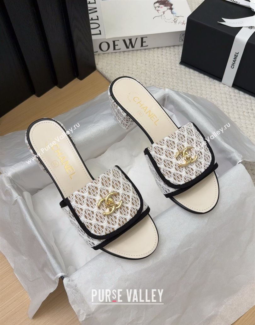 Chanel Crochet Heel Slides Sandal 5cm with Foldover G45474 White 2025 (MD-250415077)