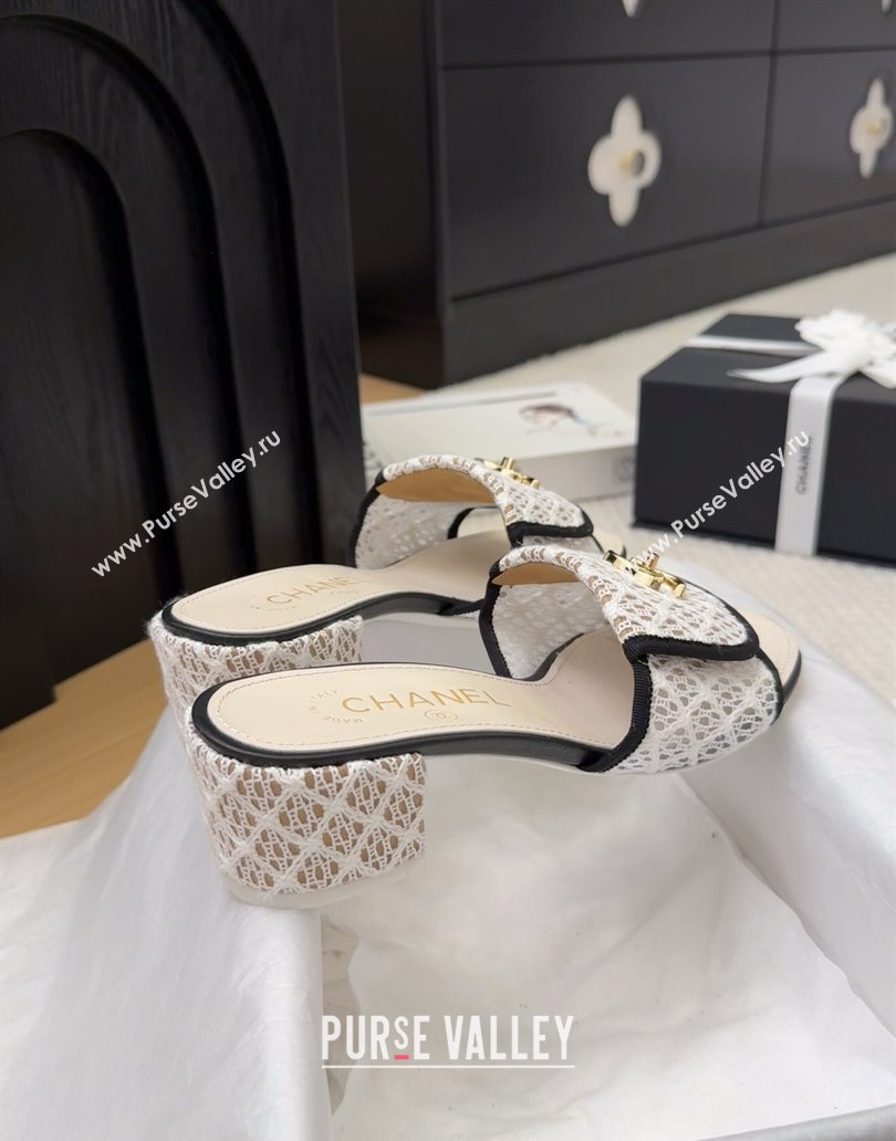 Chanel Crochet Heel Slides Sandal 5cm with Foldover G45474 White 2025 (MD-250415077)