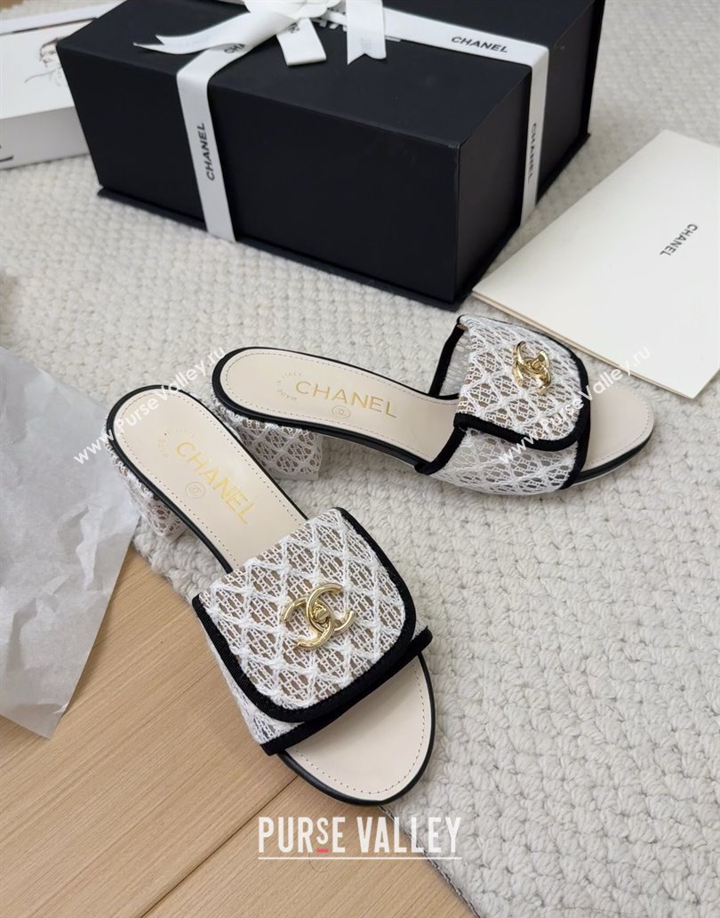 Chanel Crochet Heel Slides Sandal 5cm with Foldover G45474 White 2025 (MD-250415077)
