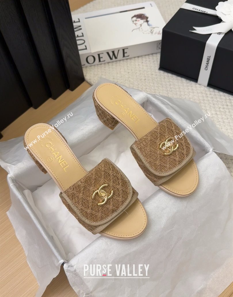 Chanel Crochet Heel Slides Sandal 5cm with Foldover G45474 Brown 2025 (MD-250415078)